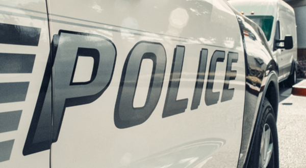 The side of a police car